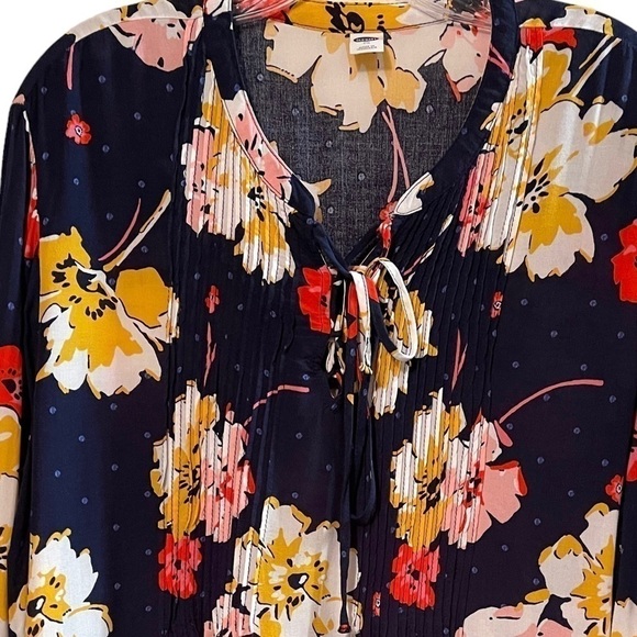 Old Navy Multicolored Lace-up Front Babydoll Tunic Blue Floral dress XL - Picture 3 of 9